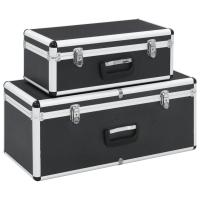 vidaXL 2x Cajas de Almacenamiento Aluminio Maletín Herramienta Taller Color Negro,  Plateado, y mas - details 0