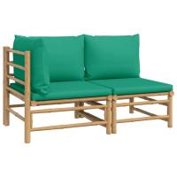 vidaXL Set de muebles de jardín 2 piezas bambú y cojines Gris claro, Taupé, Verde Conjunto Terraza Muebles Jardín Exterior Juego de Muebles de jardín Mueble Jardín Exterior Muebles de Salon Exterior - details 1