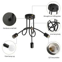 Lámpara De Techo Moderna Nórdica Creativa En Negro Para Sala De Estar Y Dormitorio 3-Luz E27 Metal Retro Lámpara De Techo Auto-contenida Sin Bombillas Incluidas - details 4