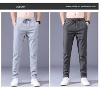 Pantalones Casuales Para Hombre Moda Elásticos Rectos Y Delgados Hong Kong Wind Ice Silk Everything Trend Pantalones De Jogging - details 1