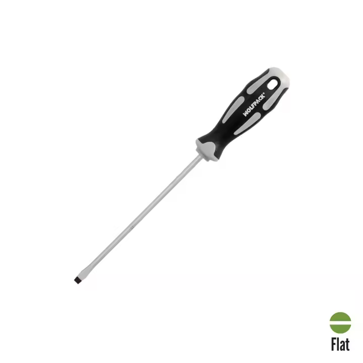 Destornillador plano estampado acero s2 mango tpr bimaterial. medida 1,0 x ø 5,5 x 150 mm.  din5265 - 1