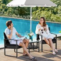 Conjunto de muebles de ratán para jardín de 3 piezas, incluye 2 sillas y 1 mesa de centro, fácil montaje, perfecto para balcón y terraza, disponible en negro y beige, negro y blanco, todo negro - details 10