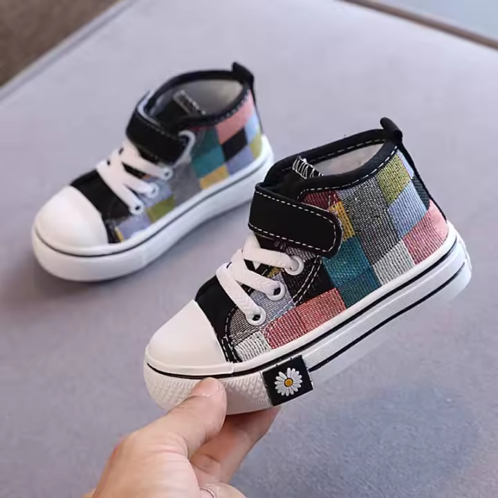 Nuevos Zapatos De Lona Para Niños 2023 Otoño Moda Cuadros Botines Niñas Y Niños Antideslizantes Casual Transversal Adecuado Para Exterior - 1