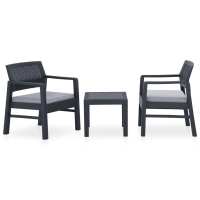 vidaXL Set de muebles de jardín 3 piezas con cojines plástico en color Blanco/Gris | acolchados duraderos para sofás de jardín terraza exterior - details 1
