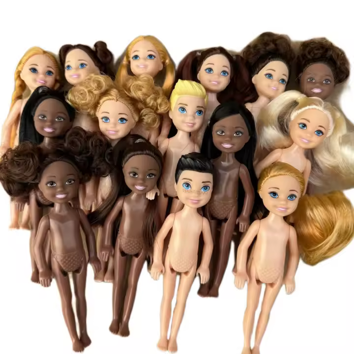 Muñeco Mini Kelly De 13cm Pequeño Niño De Piel Oscura Cuerpo Desnudo Peluca Negra Y Rubia Para Niñas Juguete De Reborn Bjd 1/12 - 1