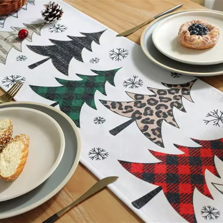 Corredores de Mesa de Feliz Año Nuevo, decoraciones navideñas para el hogar, Fiesta, Árbol de Navidad, COPO de Nieve, decoración de otoño, 2024 - 1