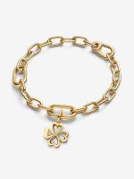 Pandora - Charm MEDALLA DE Trébol de Cuatro Hojas with Corazón P ME - Baño de Oro de 14 K - details 1