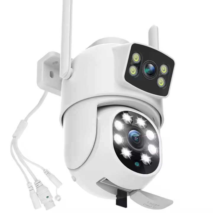 Cámara De Seguridad IP 1080P Dual-lens Wifi PTZ Exterior Con Visión Nocturna Humana Detecta Y Auto Seguimiento Doble Pantalla Camhi - 1