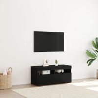 Mueble para TV vidaXL con luces LED, negro y de roble, mide 90x35x40 cm y está hecho de madera elaborada - details 0