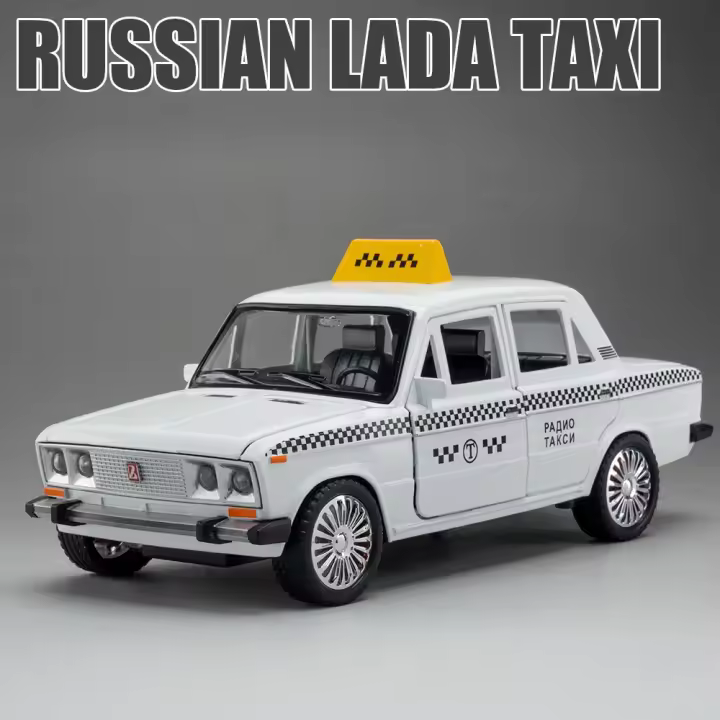 LADA NIVA Taxista Rusa Modelo De Coche Juguetes De Aleación De Metal Con Luz Y Sonido Puertas Abiertas Función Retroceso Regalos Decorativos Para Decoración Del Hogar - 1