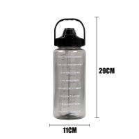Botella Deportiva De 2 Litros Con Tapa Y Taza Para Hombres Y Mujeres Botella De Agua Para Fitness Con Marca De Tiempo Resistente Al Microondas Ecológica - details 2