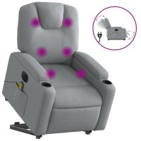 vidaXL Sillón de masaje eléctrico reclinable elevable tela Gris claro, Gris oscuro, Negro Sillon Dormitorio Sillon Comodos Silla Relax Sillón Sofá - details 0