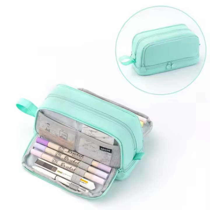 Bolso de gran capacidad para bolígrafos, Bolsa de Lápices Simple, multifuncionales de Color sólido para niños y niños - 1