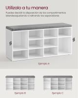 Banco zapatero con asiento y 12 compartimientos, cojín y estantes ajustables, ideal para entrada y sala de estar - details 4