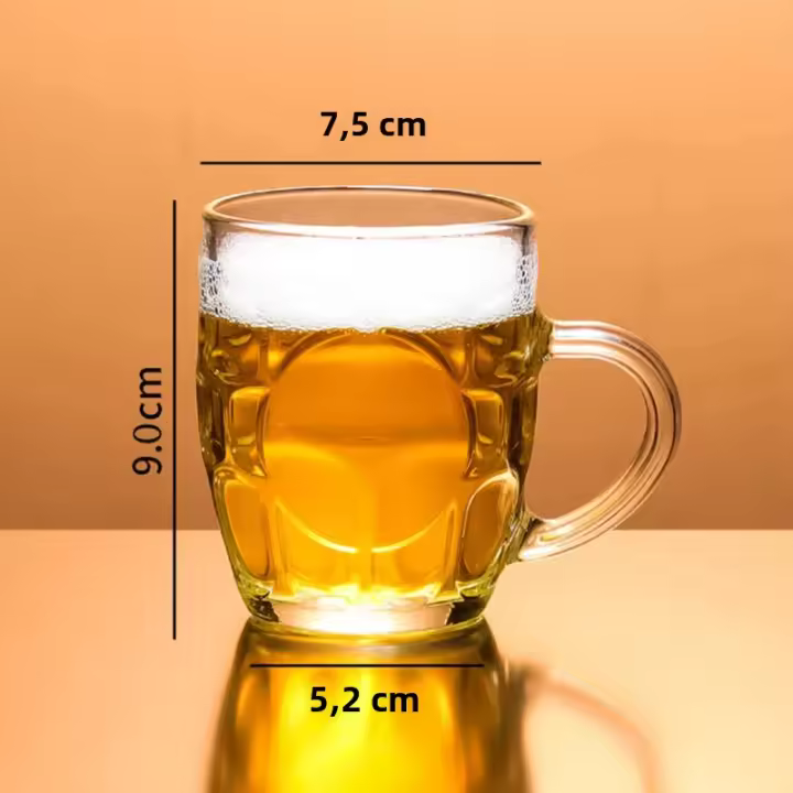 2pcs Vajilla De Cerveza Transparente De Vidrio Grueso 260ml Con Asa Para Bar Fiesta En Casa Taza De Té Agua Pequeña Vajilla De Cerveza Draft - 1