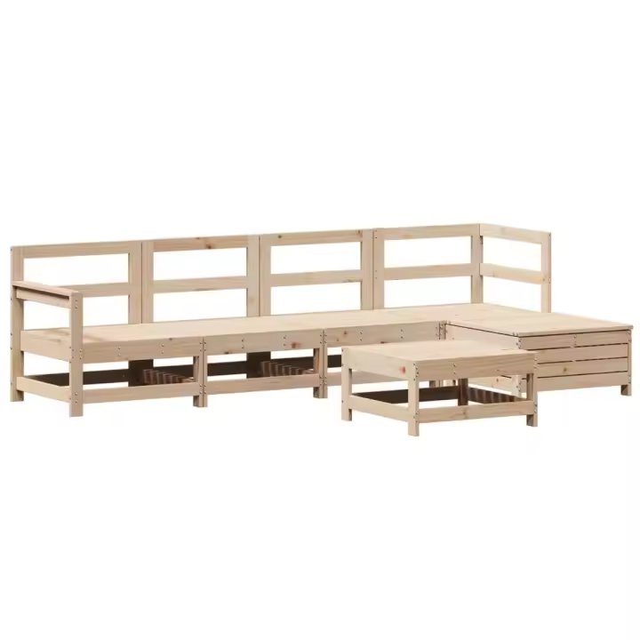 vidaXL Juego de sofás de jardín 6 piezas madera maciza de pino - 1