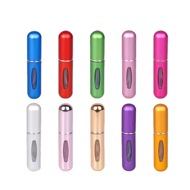 Mini botella de Perfume recargable portátil con bomba de pulverización, contenedor de cosméticos vacío, atomizador, 10 piezas, 5Ml - 1