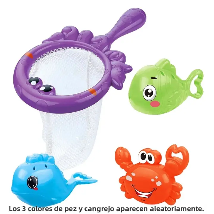 Juegos De Baño Con Red De Pesca Y Peces Agua Apretadora Para Niños Y Niñas Juguetes De Baño Para Bebés Y Niños Pequeños Edad 3-6 Años - 1