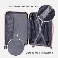 Maletas de viaje grandes color Rosa, Equipaje para avión, Maletas de viajes 23kilos (75x50x32 cm) y Mediana (66x45x28 cm) Rígida Polipropileno con 4 Ruedas Dobles 360°, Maletas de cabina - details 3