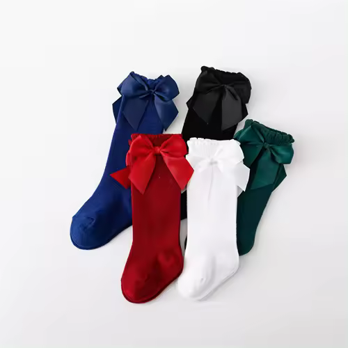 Lawadka 5 Pares De Calcetines Largos Para Niñas Infantil Princesa De Talla 0-7 Años Algodón Con Lazo Moda Invierno Calcetines Para Niñas - 1