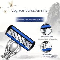 Cuchilla De Afeitar De Porcelana Azul Y Blanca Para Hombre 6 Capas Clásica Acero Inoxidable Reemplazable Adecuada Para El Rostro De Los Hombres - details 4