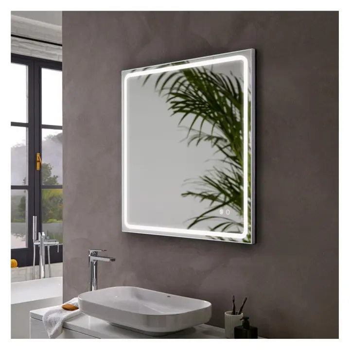 Aplike - Espejo de Baño Rectangular con Luz LED - Sensor de Encendido / Apagado y Antivaho con Regulación de Intensidad - Luz Blanca Fría (5700K) | Modelo MIA BRIGHT - 1