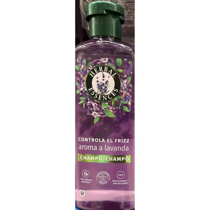 Herbal - Champú - Controla el Frizz- Aroma a Lavanda  350ml -Sin Silicona -97% origen natural - 1