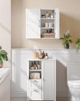 Mueble de Pared para Baño, Armario Colgante con Estantes Ajustables, 30x60x60 cm, Almacenamiento para Baño, Color Blanco Nube - details 2
