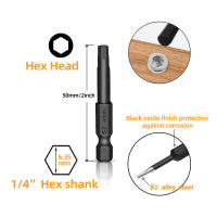 Juego De 10 Piezas De Destornilladores De Cabeza Hexagonal Allen Para Taladro 1/4 Pulgada Con Extensores De Cabeza Magnética De Acero S2 Para Herramientas De Reparación Y Mantenimiento - details 1