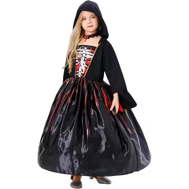 Disfraz de bruja de cuento de hadas para Halloween con capucha para niñas - 1