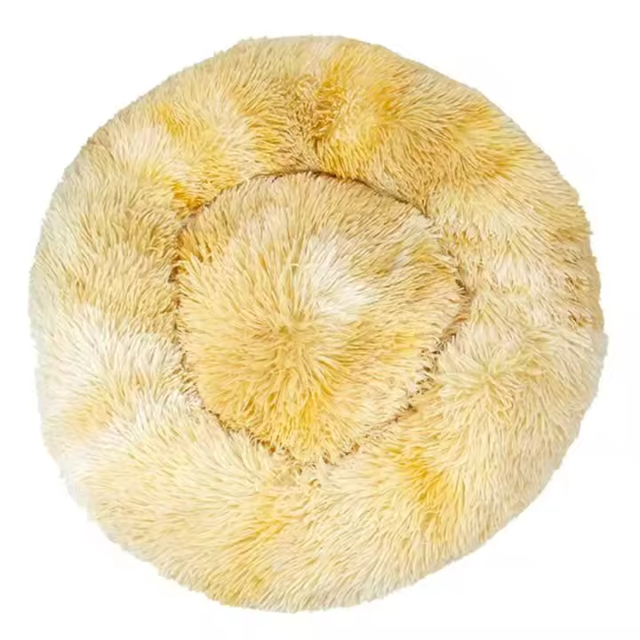 Cama para gatos, cojín suave, suave y lavable para perros y gatos (teñido anudado amarillo, 40 cm), Sunny - 1