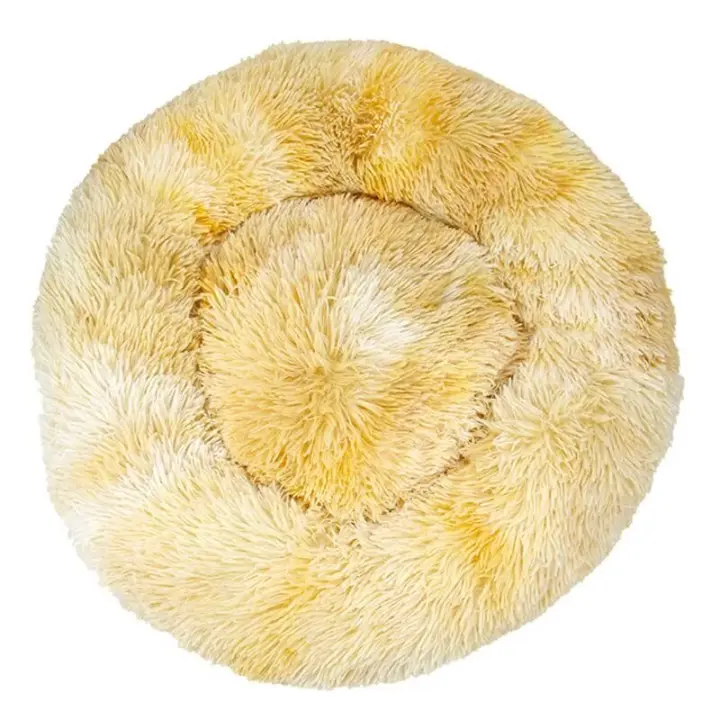 Cama para gatos, cojín suave, suave y lavable para perros y gatos (teñido anudado amarillo, 40 cm), Sunny - 1