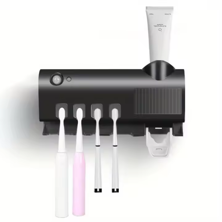 Soporte De Dientes Multifuncional Con Succión Automática Y Agujero Para Dentífrico Almacenamiento De Cepillos De Dientes En La Pared Material Plástico - 1