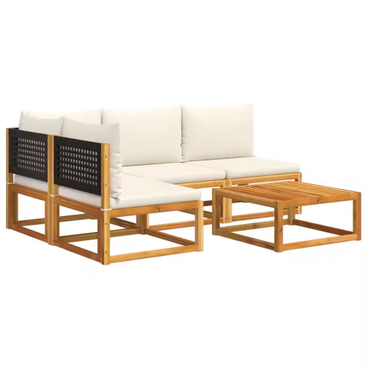 vidaXL Set de sofás de jardín con cojines 5 pzas madera maciza acacia - 1
