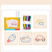 Juguete Educativo De Madera Para Niños Con Puzle De Bordado Y Hilo Patrón Cartoon Juego De Actividad De Tejido Para El Tablero Ocupado Regalo Para Niños - details 8