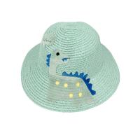 Sombrero de paja infantil con estampado de dinosaurio para verano, ideal para playa y protección solar, diseño divertido para niños y niñas, perfecto para uso familiar - details 2