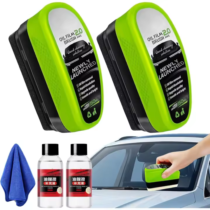 Limpiador de vidrios Jetdryshop, limpiador de parabrisas Jet Dry Shop, cepillo limpiador de película de aceite para ventanas de coche Jetdryshop, cepillo limpiador de película de aceite 2.0 con 2 limpiadores adicionales (2 unidades A) - 1