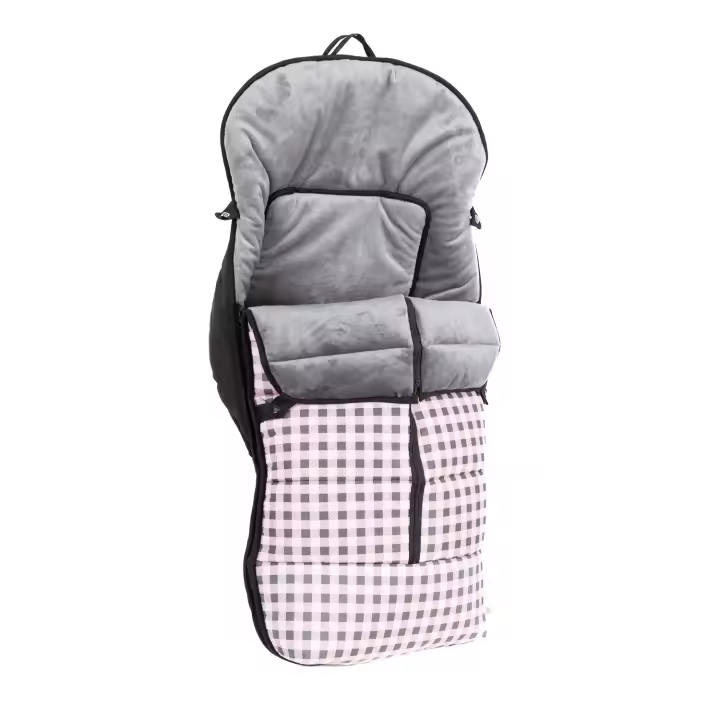 Saco Silla paseo Universal Invierno, Saco Carro Bebe Universal con Forro Polar Térmico y Pelo, Saco Carro Bebe Invierno Impermeable Estilo cuadro Vichy - 1