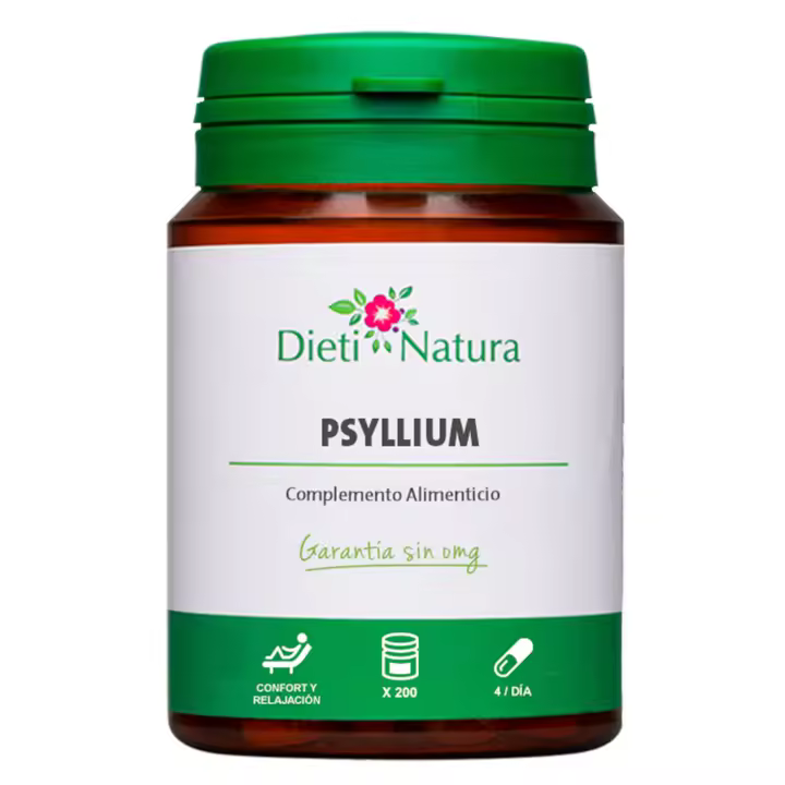 Dieti Natura Psyllium - 200 Cápsulas de Psyllium para Regular el Tránsito Intestinal - 1