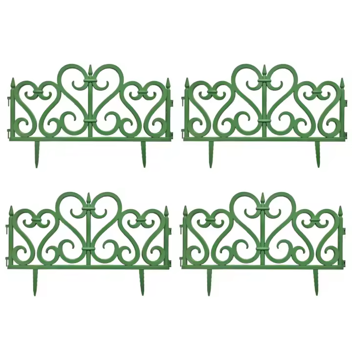 Tradineur - Pack de 4 vallas de plástico decorativas de jardín, borde para césped, plantas, flores, decoración de exterior (Verde - 60 x 28 cm) - 1