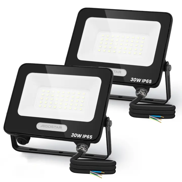 Aigostar Focos LED Exterior 50W 4500LM, Foco Proyectore LED Exterior Impermeable IP65, 42 LEDs, 6500K Blanco Frío para Garaje,Jardín,Patio,Parque, 2 Piezas - 1
