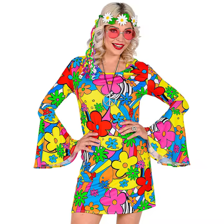 Disfraz de Hippie Mujer The 60s Fashion flower power - Estilo de los 60s y Motivos de Flores - Marca Widmann - 1