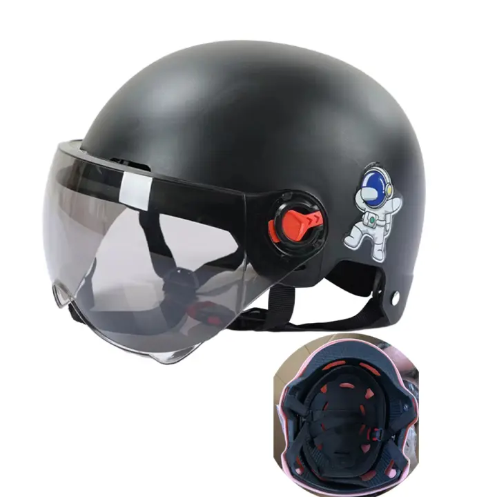 Casco De Motocicleta Para Hombres Y Mujeres Seguridad Anti-UV Con Gafas Adecuado Para Bicicletas Scooters Y Coches Eléctricos Estilo Medio Peso Ligero Material ABS+PC - 1