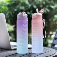 Botella De Agua Deportiva Con Tira De Correa Y Pajita Escala Espacial Gradiente Color Aesthetic High Value Reutilizable Para Estudiantes Y Adultos - details 1