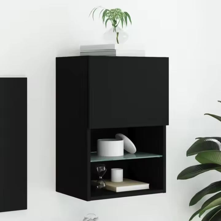 vidaXL Mueble para TV con luces LED negro 40,5x30x60 cm - 1