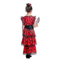 Vestido Niños Halloween Fiesta España flamenco dance traje con cinturón Cabeza Flor ventiador - details 1
