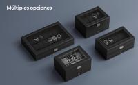 SONGMICS Caja de Relojes, Estuche de Relojes con Tapa de Cristal de 2 Niveles, con Cerradura, 1 Cajón, para Anillos, Pulseras, Regalo Ideal, Cuero Sintético Negro y Forro Gris/ Cuero Sintético Negro y Forro Negro/Cuero Sintético Negro y Forro Rojo Vino - details 2