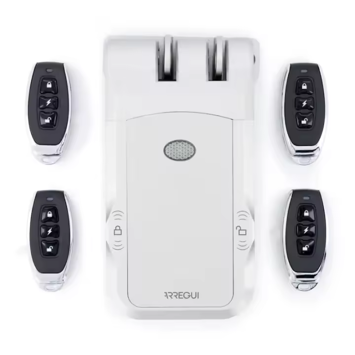 ARREGUI CI30P Cerradura de Seguridad Invisible para Puerta con 4 mandos a distancia | Antirrobo | Anti Okupas | Cerradura Electrónica para Puerta | Cerradura Inteligente | Cerrojo interior | Plata - 1