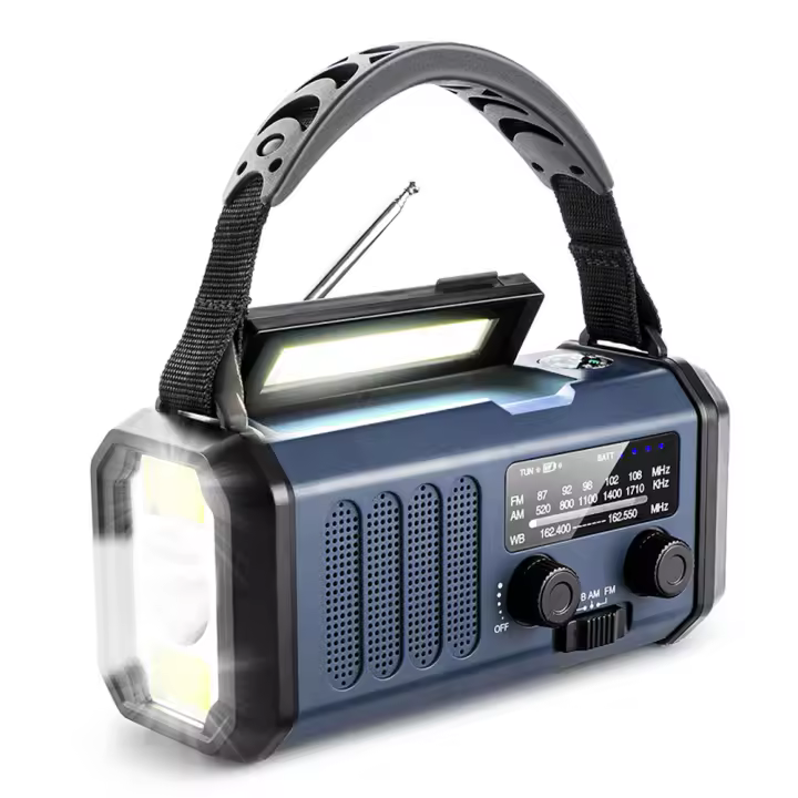Radio De Emergencia Portátil con Solar AM/FM Radio de Clima SOS Alarme Luz LED Impermeable Para Acampar Al Aire Libre - 1