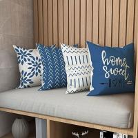 4 fundas de juguete de Lino Azul de 45x45 cm para decoración de dormitorio, Jardín, exterior, Sofá, Silla y Cama. - details 0